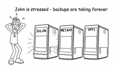 Meet John in front of his Isilon, NetApp and PFS storages